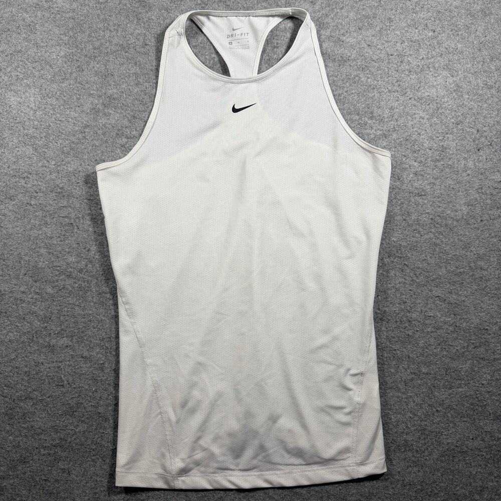 Nike Dri-FIT Tank Top Womens M White Racerback Athletic Stretch Workout Running